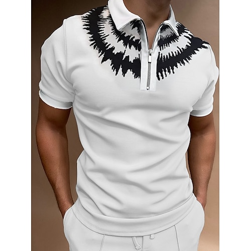 

Per uomo POLO Polo con zip a un quarto Informale Giornaliero Collo ripiegabile Chiusura lampo quarto Manica corta Sportivo Di tendenza Pop art Cerniera Chiusura lampo quarto Primavera estate Standard