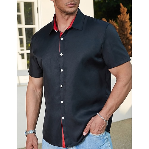 

Per uomo Camicia Camicia con bottoni Camicia estiva Maglietta informale Nero Maniche corte Liscio Bavero Strada Da mare Di base Abbigliamento Di tendenza Comodo