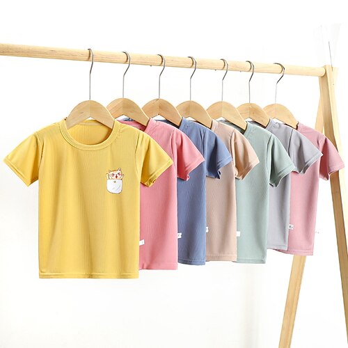 

Bambino Da ragazza maglietta Animali Informale Manica corta Girocollo Attivo 3-7 anni Estate Grigio blu Curcuma Lake Green