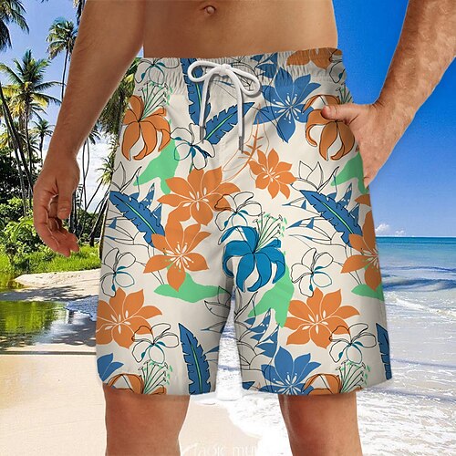 

Herre Surf shorts Badeshorts Snørelukning med mesh-for Elastisk Talje Grafiske tryk Blomst Hurtigtørrende Korte Afslappet Daglig Ferie Hawaiiansk Boheme Gul Lilla Mikroelastisk