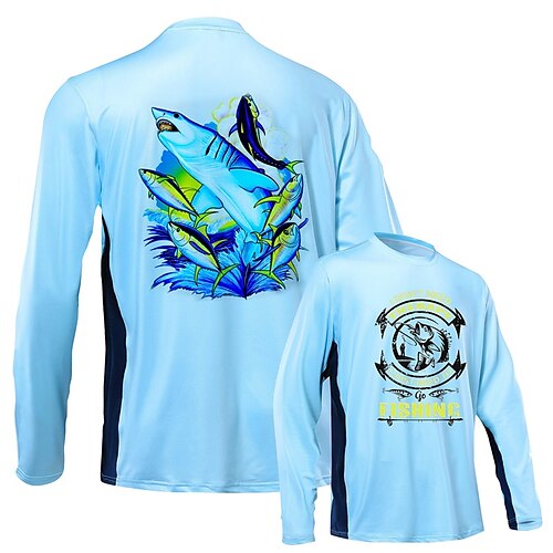 

Men's Fishing Shirt Outdoor Long Sleeve UV Protection Breathable Lightweight Quick Dry Sweat wicking Top Summer Spring Outdoor Fishing White Yellow Blue