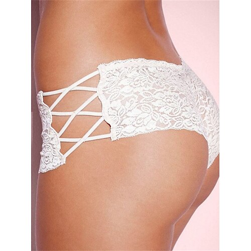 

Dame Sexy undertøy Trusser Ren farge Mote Komfort Myk Hjem Seng Valentinsdag Spandex Pustende Guttelår Hull Sommer Vår Svart Hvit