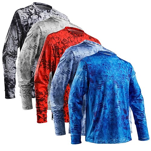 

Homens Camisa de pesca Exterior Manga Longa Proteção UV Respirável Leve Secagem Rápida Redutor de Suor Blusas Verão Primavera Ao ar livre Pesca Vermelho Azul Cinza Escuro
