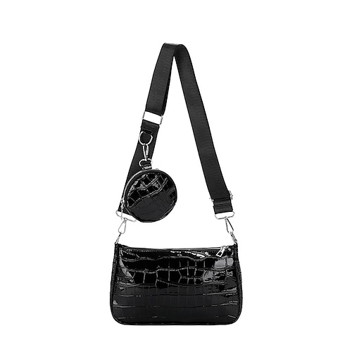 

Per donna Borsa a tracolla pelle sintetica Feste Giornaliero Cerniera Massima capacità Duraturo Tinta unica Nero Bianco