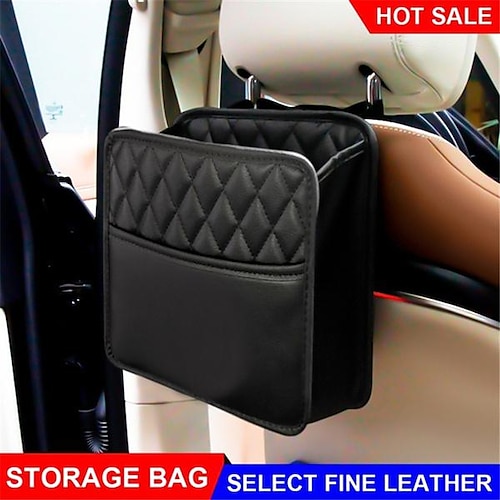 Multifunction Car Seat Back Leather Storage Bag Organizer Rear Seat Hanging  Pouch Tissue Box Trash Dustbin 2024 - $9.99