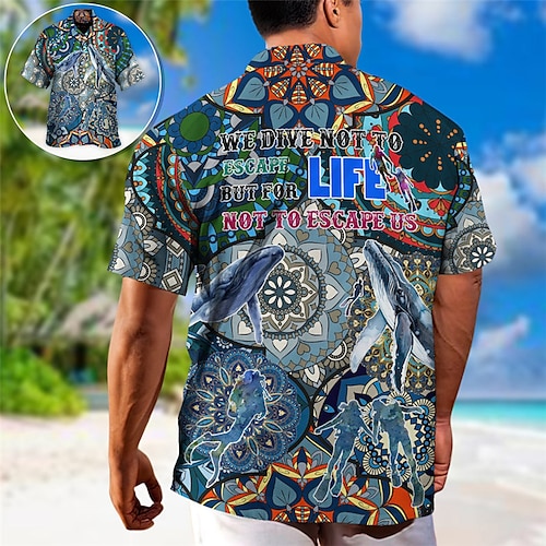 

Herren Hemd Hawaiihemd Sommerhemd Buchstabe Grafik-Drucke Angeln Kubanisches Halsband Marineblau Blau Grau Outdoor Casual Kurzarm Bedruckt Bekleidung Sport Modisch Strassenmode Designer