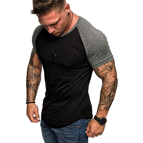 

Per uomo maglietta T-shirt Color Block Manica Raglan Girocollo Strada Da mare Maniche corte Abbigliamento Di tendenza Originale Essenziale