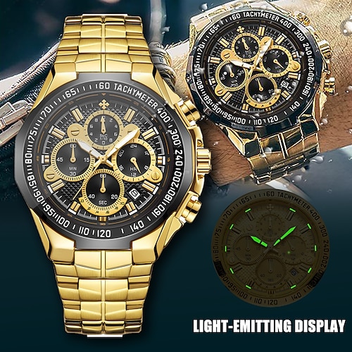 

wwoor top marque montres hommes de luxe noir sport chronographe horloge militaire grand quartz plein acier montre-bracelet