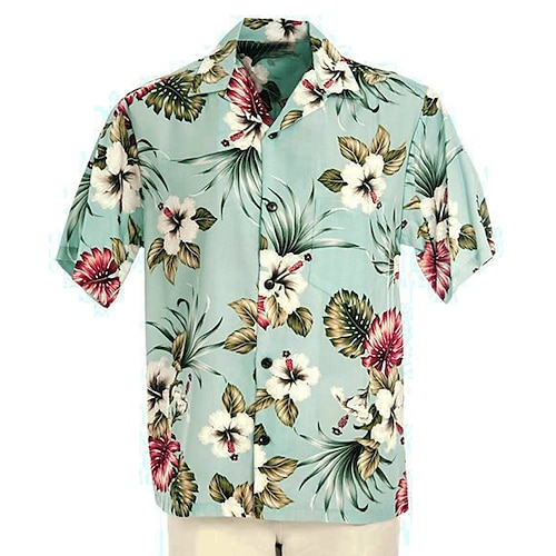 

Hombre Camisa camisa hawaiana Floral Estampados Cuello Vuelto Azul Marino Verde Trébol Casual Hawaiano Mangas cortas Estampado Ropa Tropical Hawaiano Design Casual