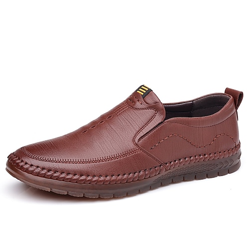

Herren Loafer Slip On Komfort Schuhe Loafer fahren Geschäftlich Brautkleider schlicht Outdoor Täglich Wanderschuhe Leder Atmungsaktiv Schwarz Kaki Sommer