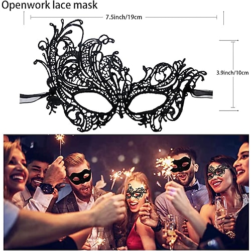 Oidea Maskerade Set Für Frauen – Spitzenmaske, Choker & Handschuhe, Schwarz, Für Halloween & Karneval