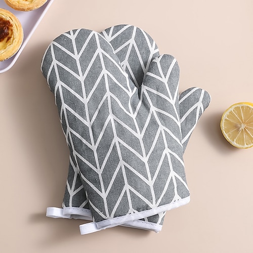 Cotton and Linen Microwave Oven Baking Gloves - Kitchen/Baking