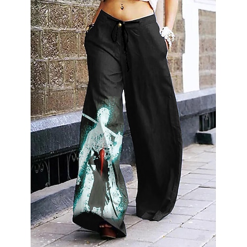 One Piece Monkey D. Luffy Straight Trousers Baggy Pants Back To