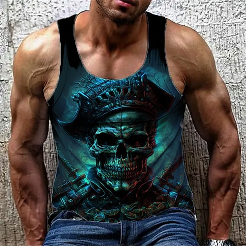 

Per uomo Panciotto Maglietta senza maniche da uomo Pop art Teschi A V Abbigliamento Stampa 3D Giornaliero Sport Senza maniche Stampa Di tendenza Originale Muscolo