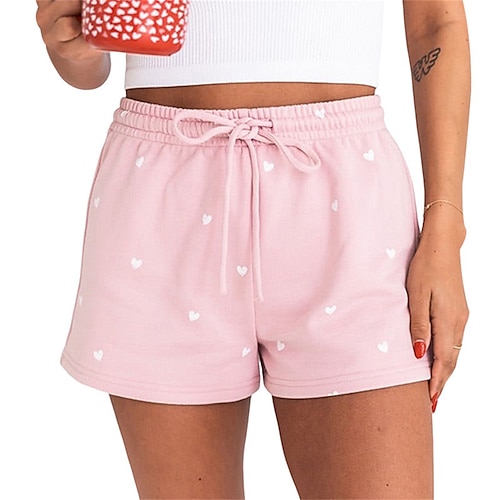 

Dame Plusstørrelser Loungewear Underdele Hjerte Mode Afslappet Blødt Hjem Daglig Seng Polyester Åndbart Kort bukser Shorts Sommer Forår Sort Lyserød
