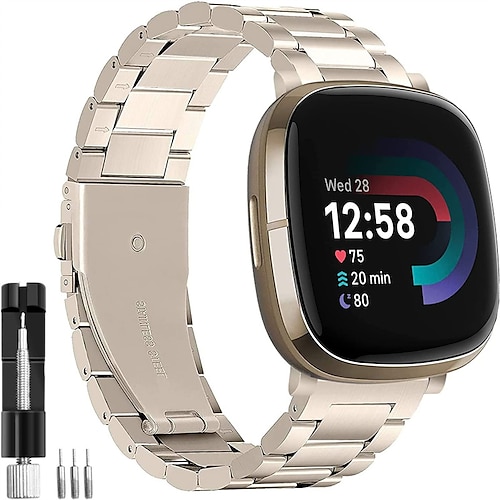 

Smartwatch-Band Kompatibel mit Fitbit Versa 3 Sense Versa 4 Sense 2 Edelstahl Smartwatch Gurt mit Entfernungswerkzeug Metallverschluss Frauen Männer Ersatz Armband