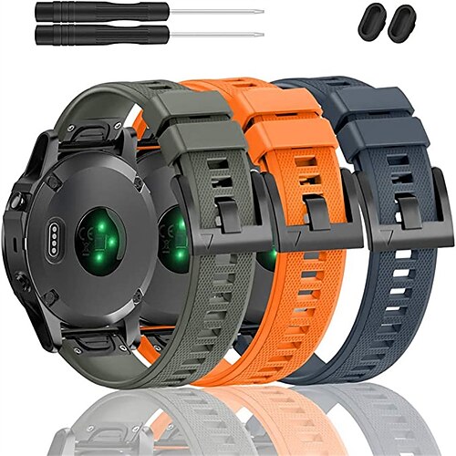 

3 Pack Watch Band for Garmin Fenix 7 6 5 Forerunner 955 Solar 945 935 Instinct 2 Epix Approach S62 S60 Marq Descent G1 Quatix 7 Silicone Replacement Strap Quick Fit 22mm with Removal Tool Sport Band