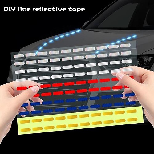 

5pcs 55cm acabamento de moldagem autoadesivo para carro auto interior exterior linha de decoração reflexiva diy noite dirigindo segurança faixa luminosa