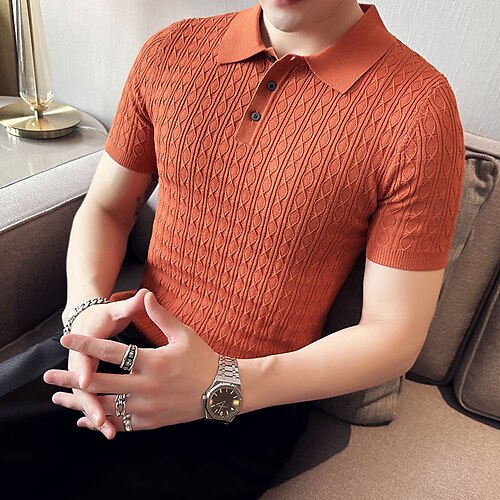 

Per uomo polo in maglia Informale Per eventi Bavero Bottoni Manica corta Di tendenza Moderno Liscio Pulsante Estate Nero Bianco Arancione polo in maglia