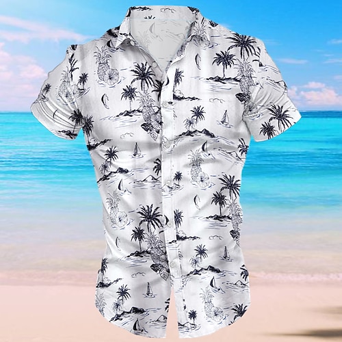 

Herren Hemd Hawaiihemd Sommerhemd Knopfhemd Sommerhemd Lässiges Hemd Weiß Kurzarm Kokosnussbaum Kargen Täglich Urlaub Bedruckt Bekleidung Modisch Designer Brautkleider schlicht