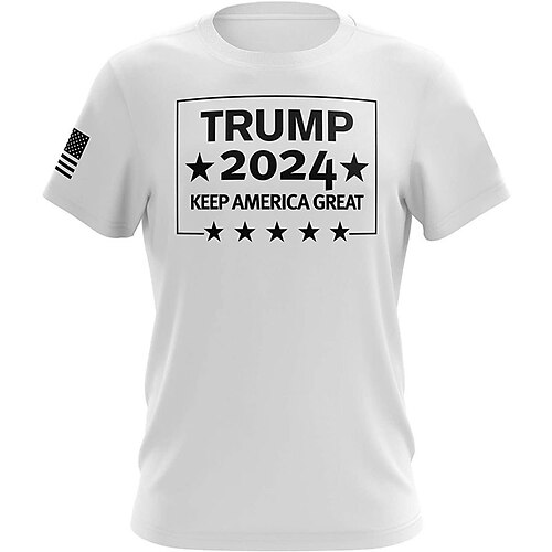 

Herre T skjorte Grafiske T-skjorter Bokstaver Grafiske trykk Crew-hals Klær Varm stempling utendørs Gate Kortermet Trykt mønster Designer Trump T-skjorte