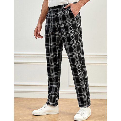 

Per uomo pantaloni della tuta Pantaloni Pantaloni chino Pantaloni da completo Tasche A quadri Comfort Traspirante Attività commerciale Giornaliero Informale Nero