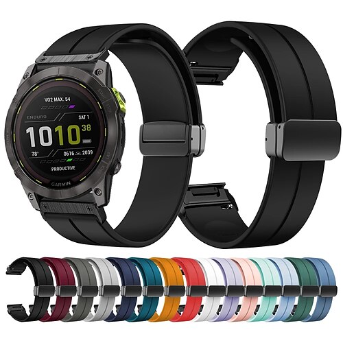 

Smartwatch bånd til Garmin Fenix 7 7X 6 6X Forerunner 955 Solar 945 935 Instinct 2 Epix Approach S62 S60 Marq Descent G1 Quatix 7 Silikone Smartwatch Rem Quick Fit 22 26mm Elastisk Magnetisk lås