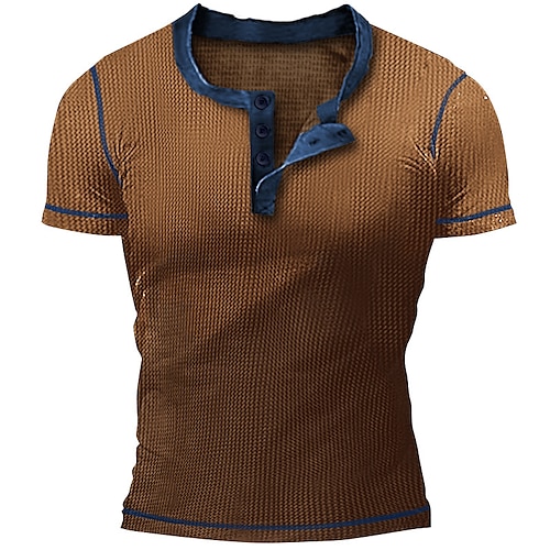 

Per uomo maglietta Camicia Henley Waffle T-shirt Liscio Henley Strada Da mare Maniche corte Abbigliamento Di tendenza Originale Essenziale