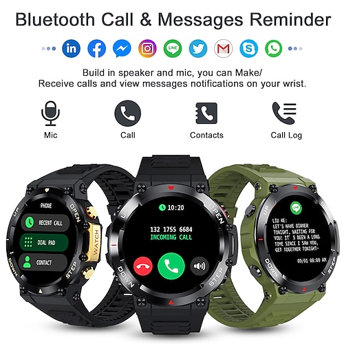 

696 AK45 Smartwatch 1.32 Zoll Smartwatch Fitnessuhr Bluetooth Schrittzähler Anruferinnerung Schlaf-Tracker Kompatibel mit Android iOS Herren Freisprechanlage Nachrichterinnerung Benutzerdefiniertes