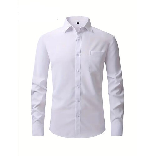 

Homme Chemise Chemise boutonnée Rose Claire Noir Blanche manche longue Plein Col rabattu Printemps Automne Mariage Bureau et carrière Vêtement Tenue Basique