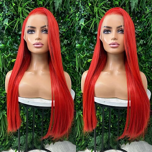 

Free Style Lace Front Perücken rote Perücke lange gerade leimlose Haare hitzebeständige Faserhaare synthetische Lace Front Perücken