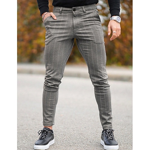 

Per uomo Pantaloni Chino Pantaloni chino Tasche Banda Comfort Traspirante Attività commerciale Giornaliero Misto cotone Informale Grigio