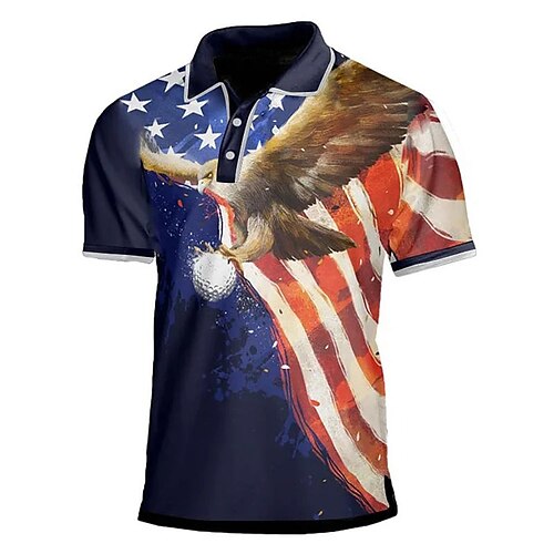 

Per uomo Polo con bottoni POLO Camicia da golf Golf Stampe astratte Aquila Bandiera americana Collo ripiegabile Blu Esterno Strada Maniche corte Stampa Abbigliamento Sportivo Di tendenza Streetwear