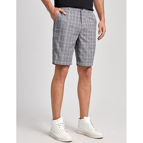 

Men's Shorts Chino Shorts Bermuda shorts Pocket Plaid Comfort Breathable Outdoor Daily Going out Cotton Blend Casual Grey