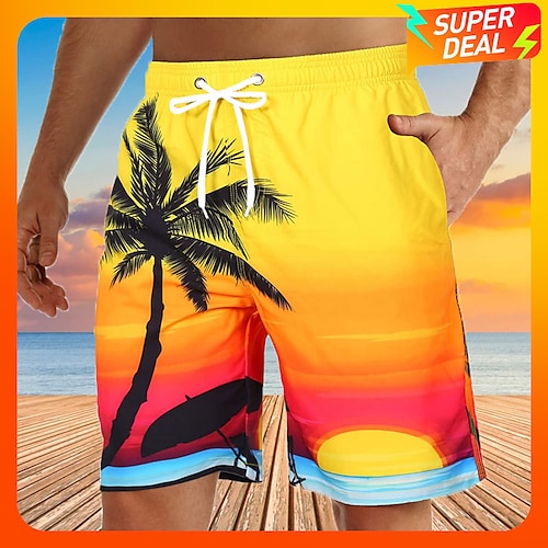 

Men's Board Shorts Swim Shorts Swim Trunks Bermuda shorts Beach Shorts Drawstring Elastic Waist 3D Print Graphic Coconut Tree Breathable Quick Dry Short Casual Daily Holiday Streetwear Hawaiian