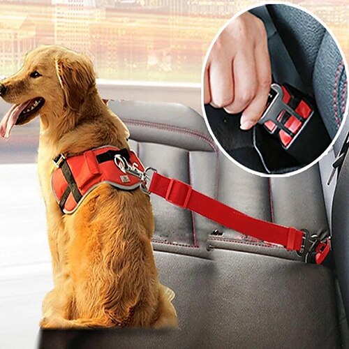 

Pet Dog Cat Seat Belts, Dog Rope Car Headrest Restraint Adjustable Safety Leads Vehicle Seatbelt Harness