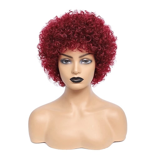 

afro krøllete parykker for svarte kvinner 70-tallet afro parykk 8 tommer stor sprettende varmebestandig afro puff parykk for daglig fest cosplay bruk