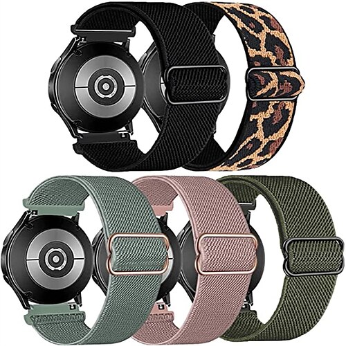 

Paquete de 5 Correa de Smartwatch para Samsung Galaxy Watch 5 Pro 45mm 4 Classic 42mm 46mm 3 41mm Active 2 40mm 44mm Gear Sport S3 Frontier S2 2 Neo Live Tejido Reloj inteligente Correa Transpirable