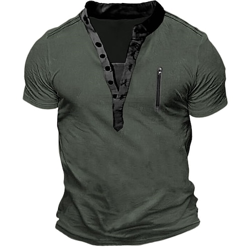 

Men's T shirt Tee Henley Shirt Tee Top Plain Henley Street Vacation Short Sleeves Clothing Apparel Fashion Designer Basic