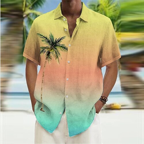 

Homme Chemise Chemise hawaïenne Dégradé Cocotier Imprimés Photos Col rabattu Orange Gris Extérieur Plein Air Manches courtes Imprimer Vêtement Tenue Mode Vêtement de rue Design Décontractées