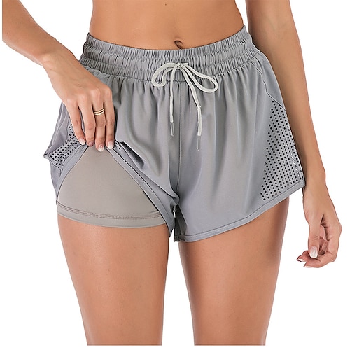 

Per donna Pantaloncini da corsa Pantaloncini da palestra A cordoncino 2 in 1 Pantaloni Sportivo Athleisure Elastene Traspirante Traspirazione umidità Morbido Fitness Allenamento in palestra Maratona