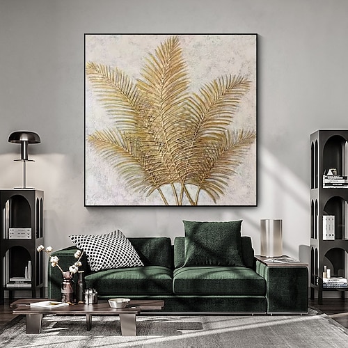 

Wall Art Golden Leaf Plant Canvas Painting 100% Handpainted Decoration Picture Artwork Home Decor