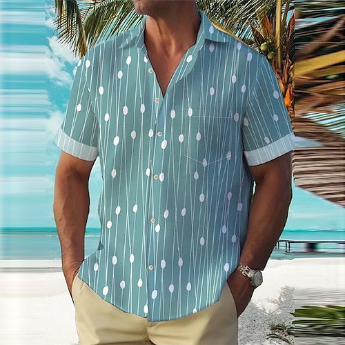 

Herren Hemd Hawaiihemd Sommerhemd Grafik-Drucke Geometrie Umlegekragen Blau Dunkelblau Outdoor Strasse Kurze Ärmel Bedruckt Bekleidung Modisch Designer Brautkleider schlicht Weich