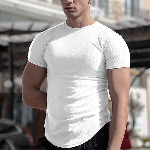 

Herre T-shirt Tee Top Farveblok Rund hals Gade Ferierejse Kort Ærme Tøj Mode Designer Basale