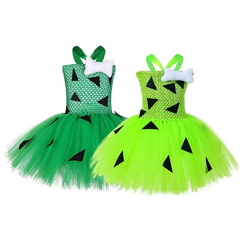 

Princess Dress Flower Girl Dress Tulle Dresses Girls' Movie Cosplay Cosplay Gray Green Dark Green Green Dress Children's Day Masquerade Organza