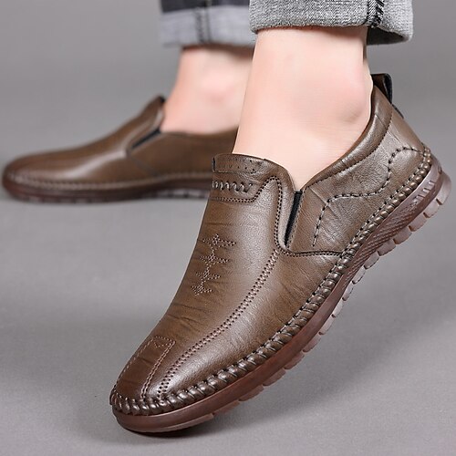 

Hombre Zapatos de taco bajo y Slip-On Zapatos Confort mocasines de conducción Mocasines de cuero Negocios Casual Exterior Diario Zapatos de Paseo Cuero Negro Color Caquí Verano Primavera