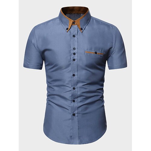 

Per uomo Camicia Camicia con bottoni Camicia estiva Maglietta informale Nero Blu Manica corta Liscio Colletto italiano visibile Giornaliero Da mare Tasca frontale Abbigliamento Di tendenza Informale