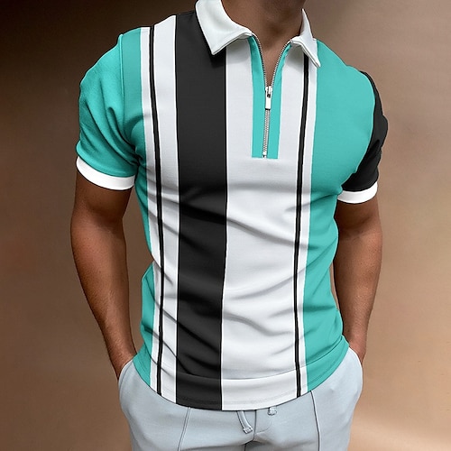 

Per uomo Polo con zip POLO Camicia da golf Golf A strisce Stampe astratte Collo ripiegabile azzurro cielo Vino Blu Arancione Verde Esterno Strada Maniche corte Cerniera Stampa Abbigliamento Di