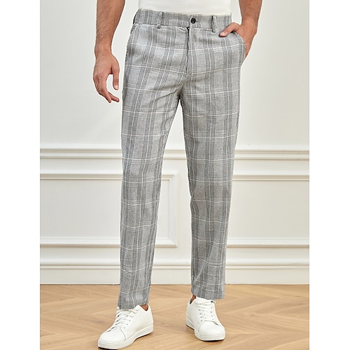 

Per uomo pantaloni della tuta Pantaloni Pantaloni chino Pantaloni da completo Tasche A quadri Comfort Traspirante Attività commerciale Giornaliero Informale Grigio