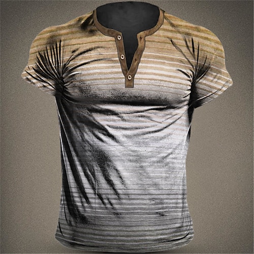 

Per uomo Camicia Henley Pop art Strisce Henley Abbigliamento Stampa 3D Esterno Giornaliero Manica corta Bottone giù Stampa Di tendenza Originale Comodo